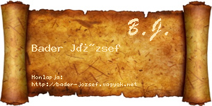 Bader József névjegykártya
